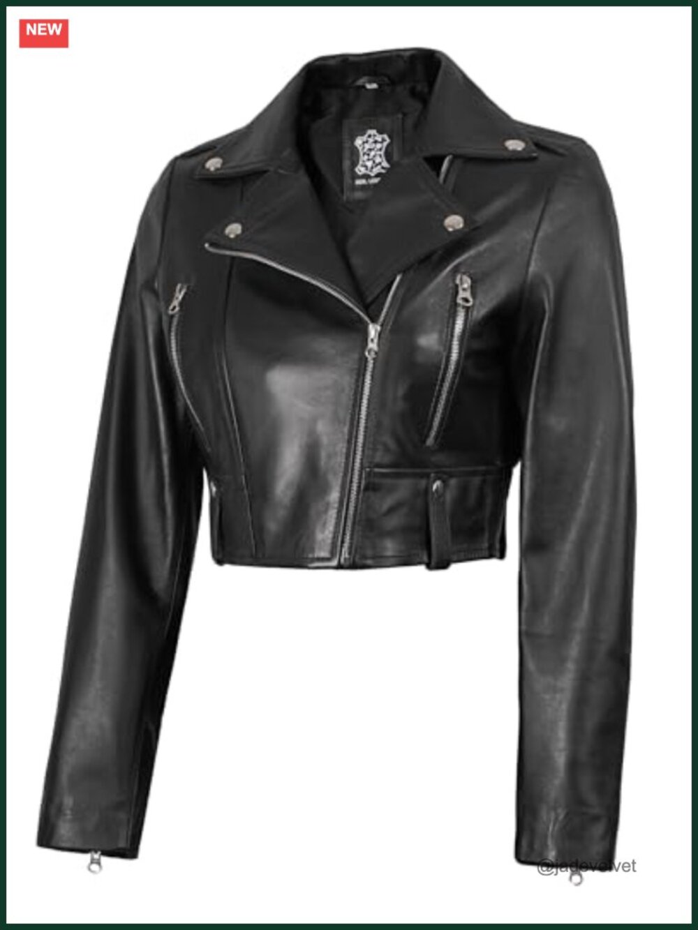 Real Lambskin Cropped Leather Jacket Women Asymmetrical Zip Moto Biker